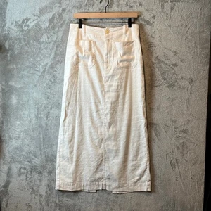 Maeve Anthropologie weiß The Colette Maxirock Leinenmischung Größe Medium - Bild 1 von 6