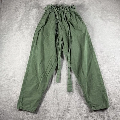 Lucy and Yak 裤子女式小号灯芯绒纸袋腰带波西米亚荷叶边 — 第 1/4 张图片