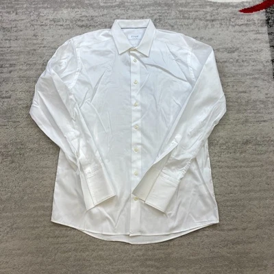 Camisa Oxford ETON Button Up 16.5 Vestido Branco Preppy Formal Francês Flip Cuff Masculina - Imagem 1 de 4