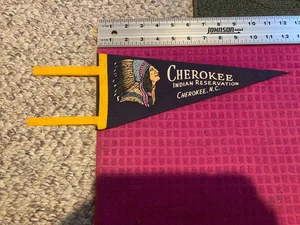 VINTAGE CHEROKEE INDIAN RESERVATION Banner PENNANT North Carolina NC - Ship Fast - Picture 1 of 5