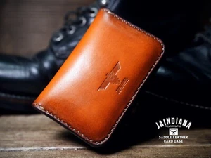 Saddle Leather Credit Card Case / Hand Sewing / Hand Dyed / From Japan - Picture 1 of 9