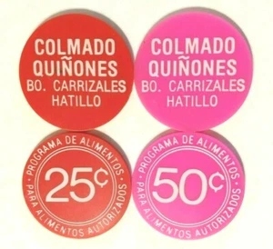 Set 2 COLMADO QUINONES Ficha Cupones HATILLO FOOD STAMP Token PUERTO RICO - Picture 1 of 6