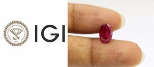 2.38 Ct Natural Ruby IGI Certified Pinkish Red Oval Cut Loose Gemstone 10 x 7 mm - Picture 1 of 10