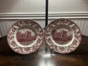 2 JOHNSON BROTHERS Old Britain Castles rosa Blarney Castle 10" Platten - England - Bild 1 von 7