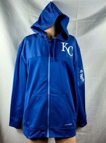 Majestic Jacket Kansas City Royals Mens Sz XL Full Zip Hooded Thermabase Cover