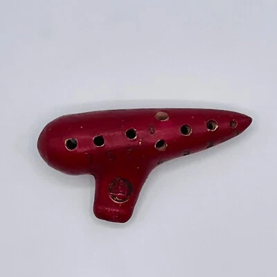 INSTRUCCIONES DE JUEGO Ocarina Sweet Potato Flute Instrument Red Ceramic 4.5” Old VTG Foto 1 de 4