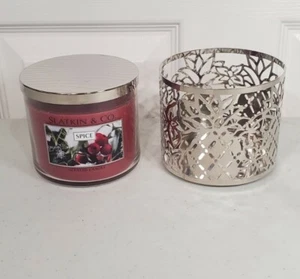 Slatkin & Co Spice Scented Candle w Tropical Metal Holder (R2) - Picture 1 of 9