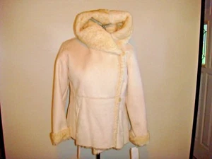 Terry Lewis Classic Luxureis HSN  Faux Fur Hooded Coat Jacket Large CREAM - Picture 1 of 12