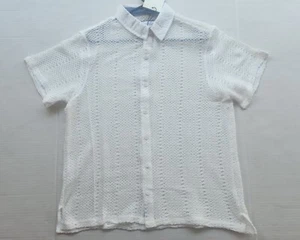 Camisa polo Fly By Night de ganchillo blanca transparente para hombre - Talla: mediana - Imagen 1 de 22