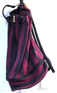 Rare Vintage 1990's Perry Ellis Duffle backpack bag colorful purple stripes