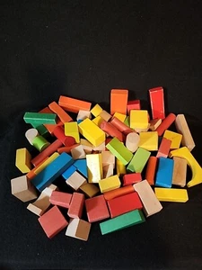 Childrens Building Blocks Lot Of 75 To 80pcs.  Unbranded Mix Shapes & Colors - Picture 1 of 8