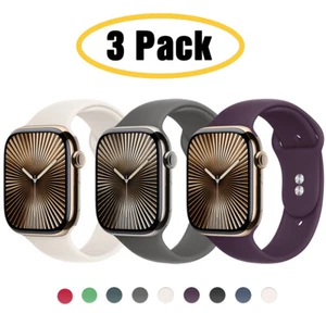 PACK de 3 correas deportivas de silicona para Apple Watch 10 9 8 7 SE 40/44/41/45/42/46 mm - Imagen 1 de 33