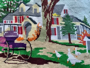 Vtg Finished Needlepoint Canvas House Horse Buggy Creative Dimensions 2112 1979 - Picture 1 of 6
