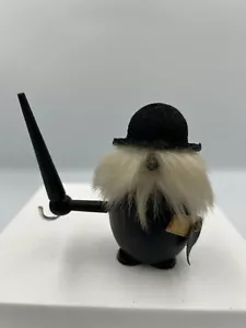 Vintage Wooden Gonk Office Worker With Umbrella 1960’s Flocked Hat Newspaper - Foto 1 di 10