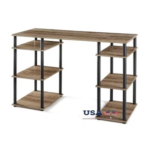 No Tools Computer Desk W/ Shelves Lightweight Space-Saving Home Office Furniture - Picture 1 of 5