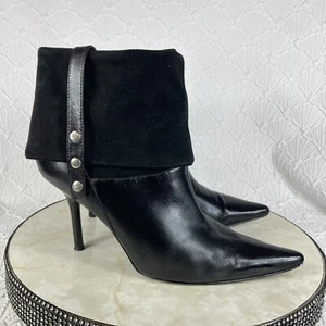 Guess by Marciano Fold Over Boots Womens 9 Black Leather High Heel Classy Shoes - Picture 1 of 17