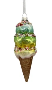 Kurtn Adler Glass Ice Cream Cone Christmas Ornament - Picture 1 of 1