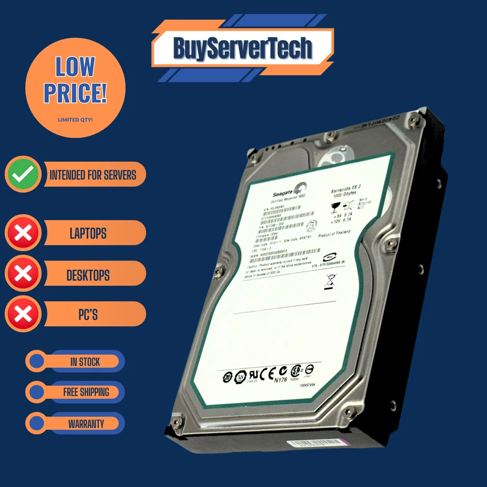 Seagate ST31000640SS 1TB 7.2K 3.5" SAS 3Gb/s HDD Barracuda ES.2 | Recertified - Image 1 of 4