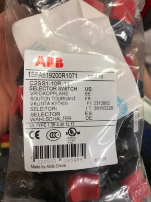 10PCS/1Bag New ABB C2SS1-10R-11 1SFA619200R1071 Selector Switches Red Brand - Image 1 of 3
