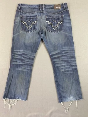 Jeans Antik 42x30 Azul Botón Mosca Bigotes Corte Dobladillos Desvanecimiento Etiqueta 40 Foto 1 de 4