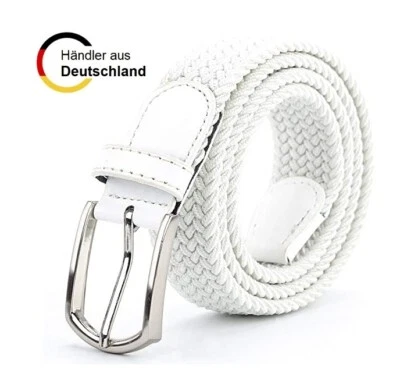 Stretch Gürtel Damen Herren XXL Dehnbarer Elastischer Stoffgürtel Weiß Gürtel - Bild 1 von 4