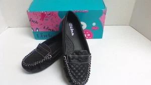 New Girl's Youth Black Slip-On Quilted Loafers Casual/Dress Shoes 9,10,13 & 1 - Picture 1 of 9