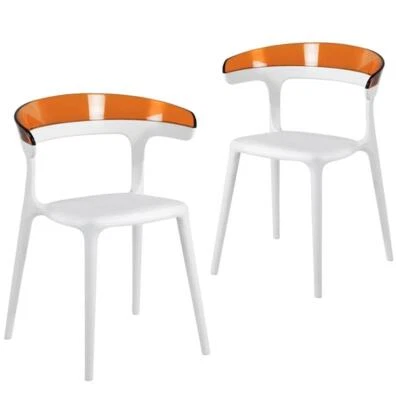 Omax Decor Mia Resin Patio Dining Chair in White and Orange - (Set of 2) - Image 1 of 4