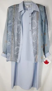 NWT Leslie Belle Women's 12 Baby Blue Sleeveless Dress & Sheer Button Front Top - Picture 1 of 8