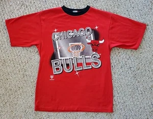 Vintage 90s Chicago Bulls Basketball Goal I Love This Team! Youth Boys L T-Shirt - Picture 1 of 5