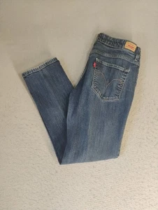 Pantalones de mezclilla para mujer Levis 14 azules tiro medio ajustados lavado medio lisos 5 bolsillos - Imagen 1 de 14