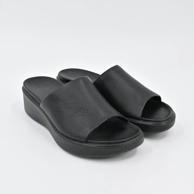 Ecco Womens Flowt LX Wedge Slides Size 40 Black Leather Minimalist Sandals - Image 1 of 4