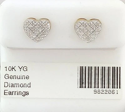PENDIENTES CORAZÓN DIAMANTES NATURALES 0,50 Cts Oro 10K - Certificado Gratis - Nuevos con Etiquetas Foto 1 de 4