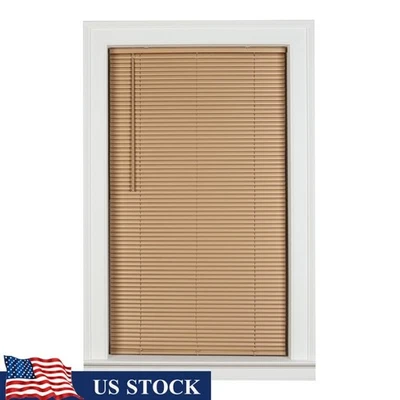 Cordless Room Darkening Mini Blinds 1 Inch Vinyl Heat Fade Resistant Child Safe - Image 1 of 4