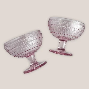 2er Set strukturierte rosa Dessert Eisgläser Bubble Pearl Stielgläser - Bild 1 von 4