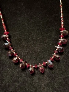 Garnet Colored Faceted Jewel Beaded Necklace  14” (Lot# 444) - Picture 1 of 3