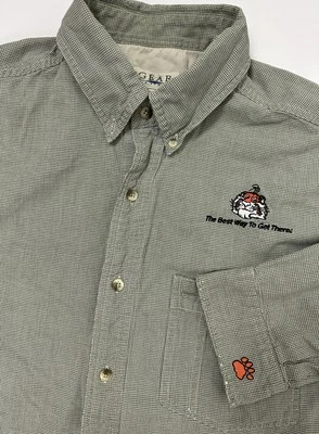 VTG Exxon Tiger Shirt XL Houndstooth Button Up Oil Best Way To Get There FLAWS - Image 1 of 4