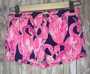 Lilly Pulitzer Girls Navy & Hot Pink Flamingo Shorts Size 10 - Picture 1 of 8