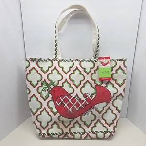 Brighton Love And Joy Canvas Tote Bag Red Bird Christmas Holly Inside Coated NWT - Picture 1 of 5