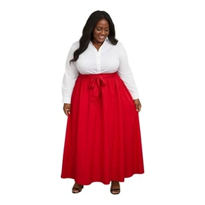 Gonna donna Cato più raso rosso maxi linea A 18W 20W - Foto 1 di 6