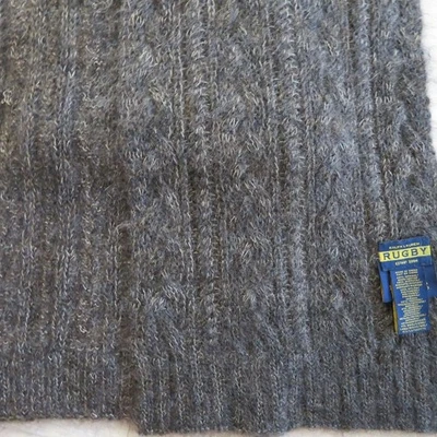 Bufanda de cuello vintage Ralph Lauren rugby gris tejido con cable lana mezcla mohair suave cálida Foto 1 de 4