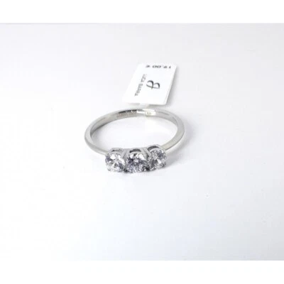 Anello Donna Luca Barra ANK596 Trilogy In Acciaio Con Zirconi Misura 14 - Immagine 1 di 3