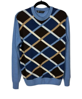 Suéter para hombre Bachrach azul mezcla de cachemir cuello redondo talla S Foto 1 de 4