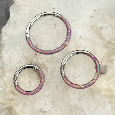 1шт опал передний край на петлях сегмент кольцо перегородки кликер стали Daith обруч ювелирных изделий - Изображение 1 из 4