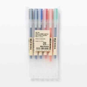 MUJI Pens Gel Ink ballpoint 0.5mm pen 6 colors set ORIGINAL from JAPAN - Picture 1 of 7