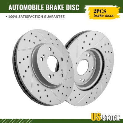 2Pcs Front Drilled Brake Rotors For 2013-2024 Honda Accord 2015-2015 Civic - Image 1 of 4