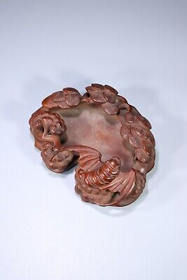 Antique Gentle Boxwood Carved Tray For Brush-Wash Firm  H3.5*12.5cm 151.7g • 0.82£
