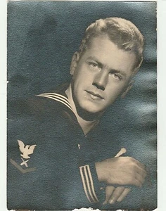 Vintage Portrait Black and White Photo Handsome Sailor  1940s 5"x7" - Picture 1 of 2
