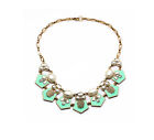 Exquiste Anthropolo​​gie Narcissa Pastel Green Pearl Gemmed Gold Necklace