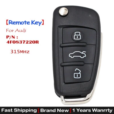 Flip Remote Key Fob 315MHZ For 2007 - 2010 Audi A6 Q7 S6 IYZ 3314 P/N#4F0837220R - Image 1 of 4