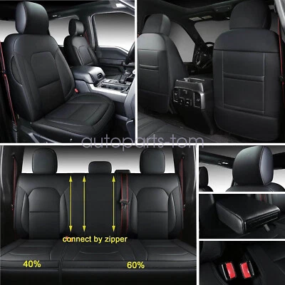 Almohadilla de fundas de asiento de cuero delanteras y traseras envolventes completas para Ford F250 F350 2017-2023 Foto 1 de 4